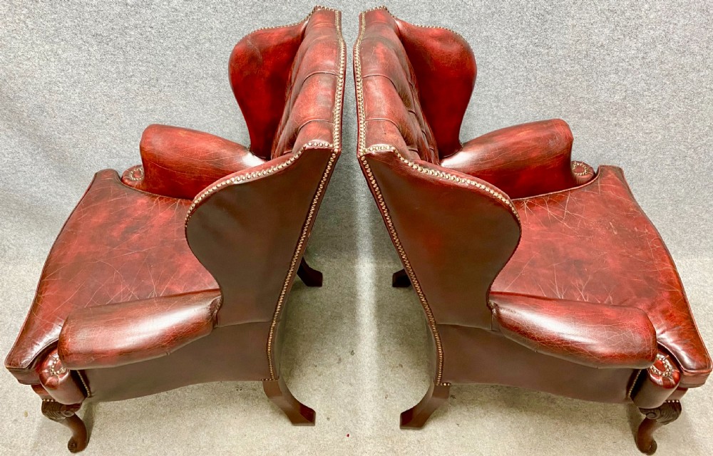 Pair of Leather Wing Armchairs View VII