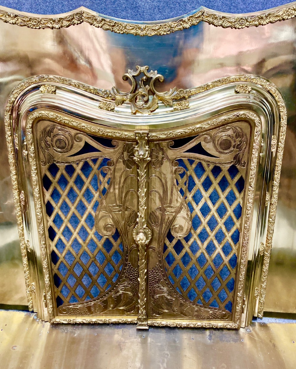 Unusual Brass Fire Place Surround View VI