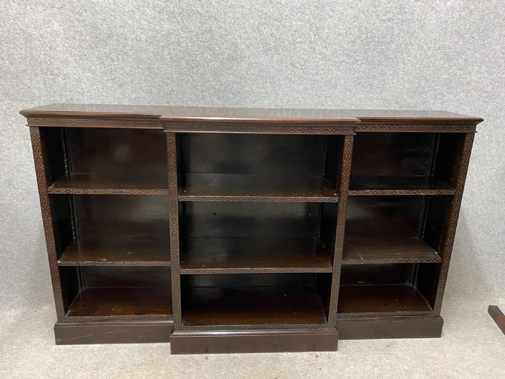 Edwardian Mahogany Breakfront Open Bookcase