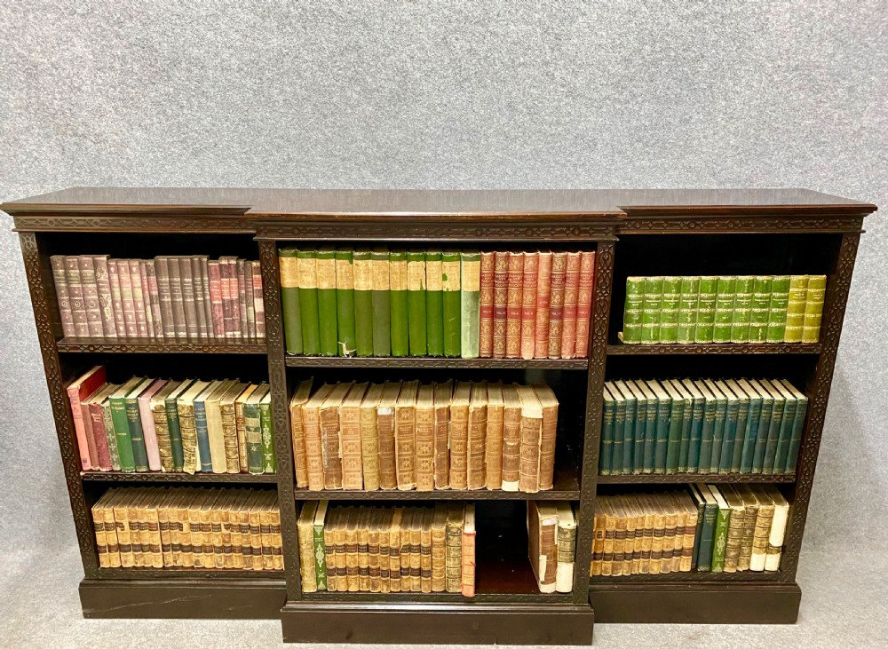 Edwardian Mahogany Breakfront Open Bookcase View II