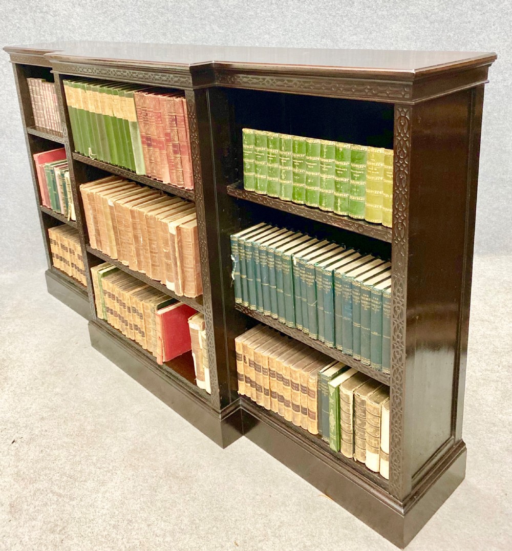 Edwardian Mahogany Breakfront Open Bookcase View VI