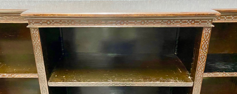 Edwardian Mahogany Breakfront Open Bookcase View VIII