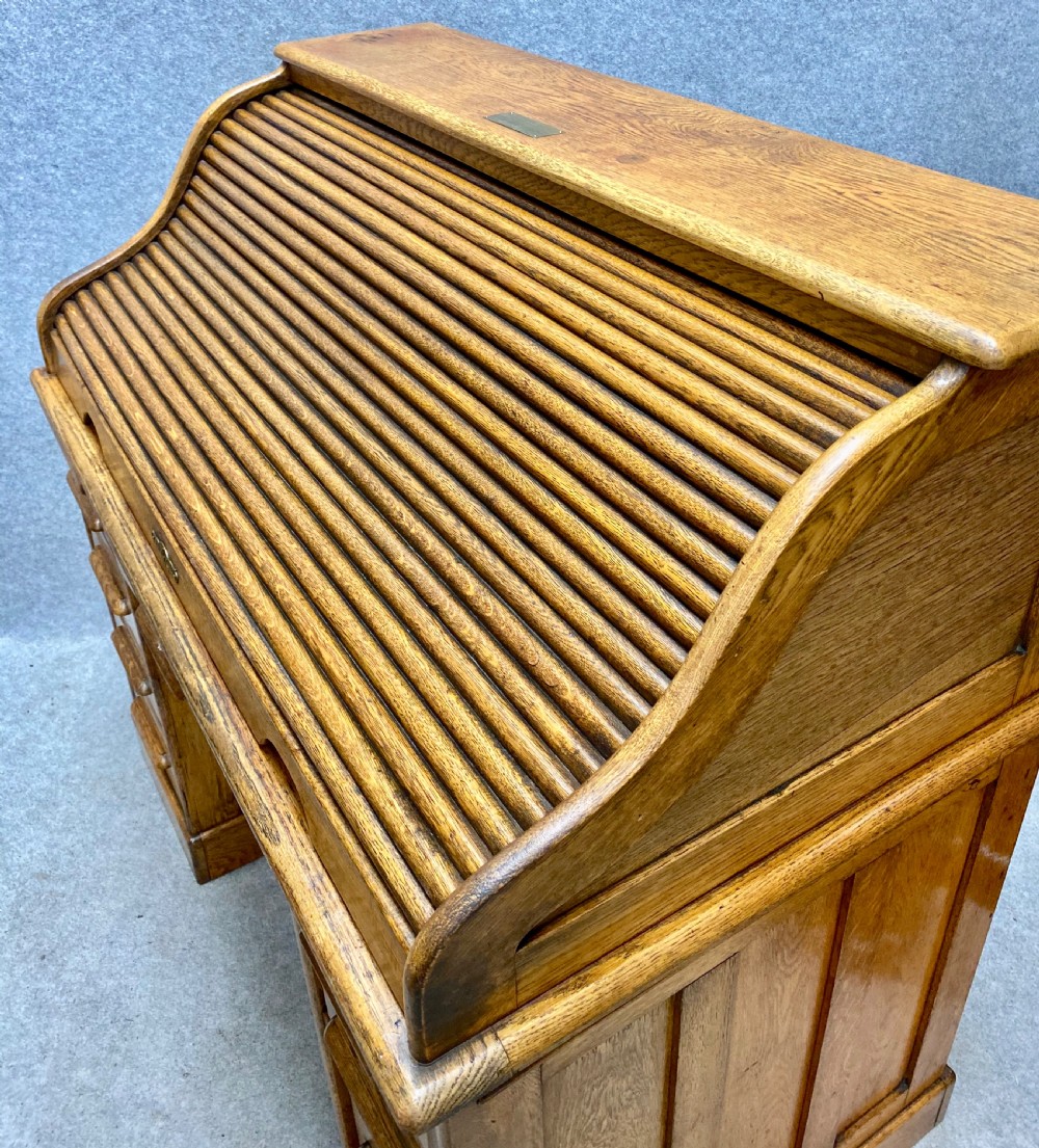 Golden Oak Roll Top Desk View IV