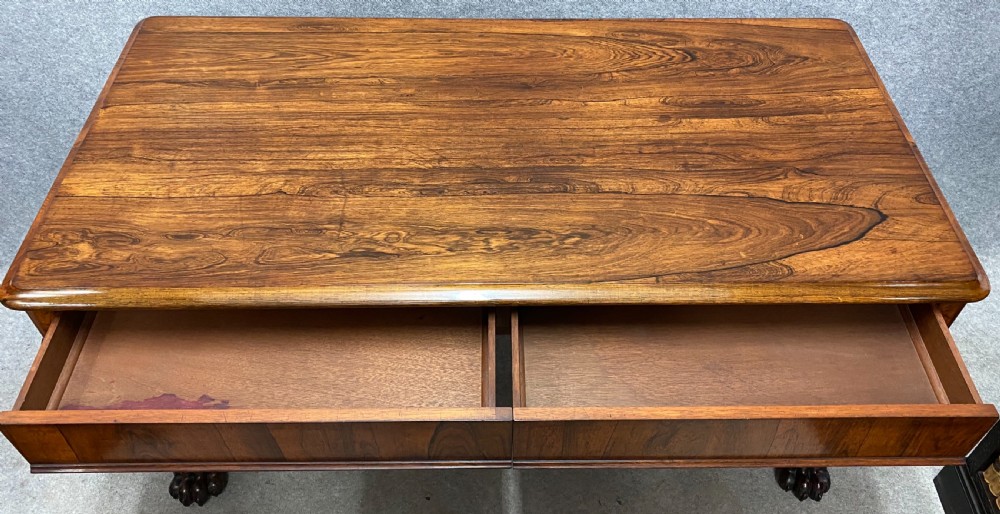 Fine William IV Rosewood Library Sofa Table View IV