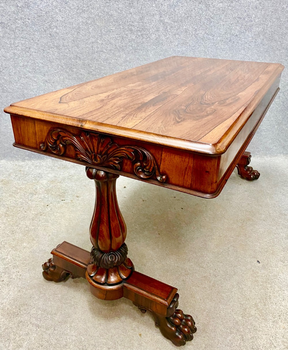 Fine William IV Rosewood Library Sofa Table View X