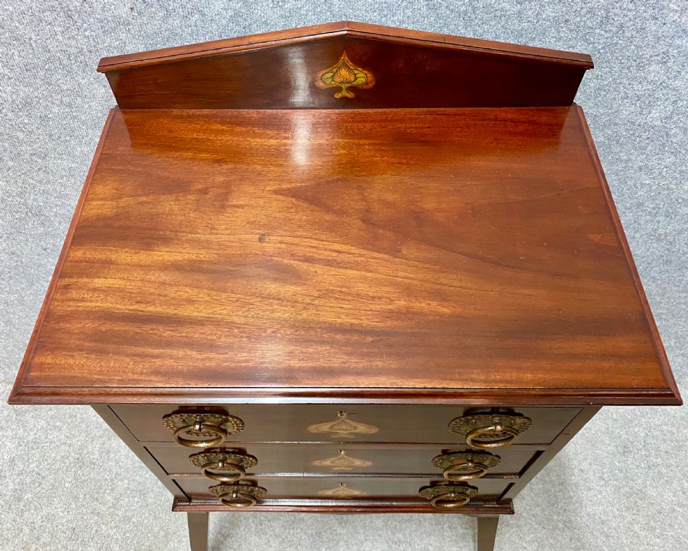 Stylish Art Nouveau Mahogany & Inlaid Chest of Drawers View X