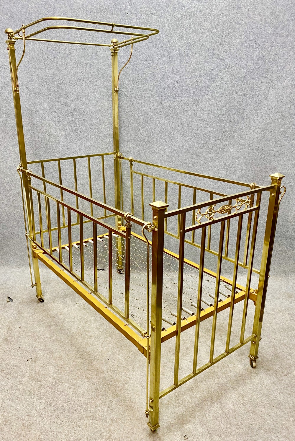 Quality Edwardian Brass Cot Bed View X