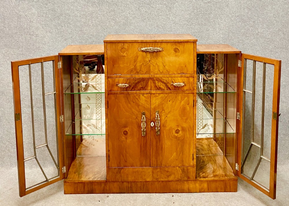 Art Deco Walnut Cocktail Cabinet View V