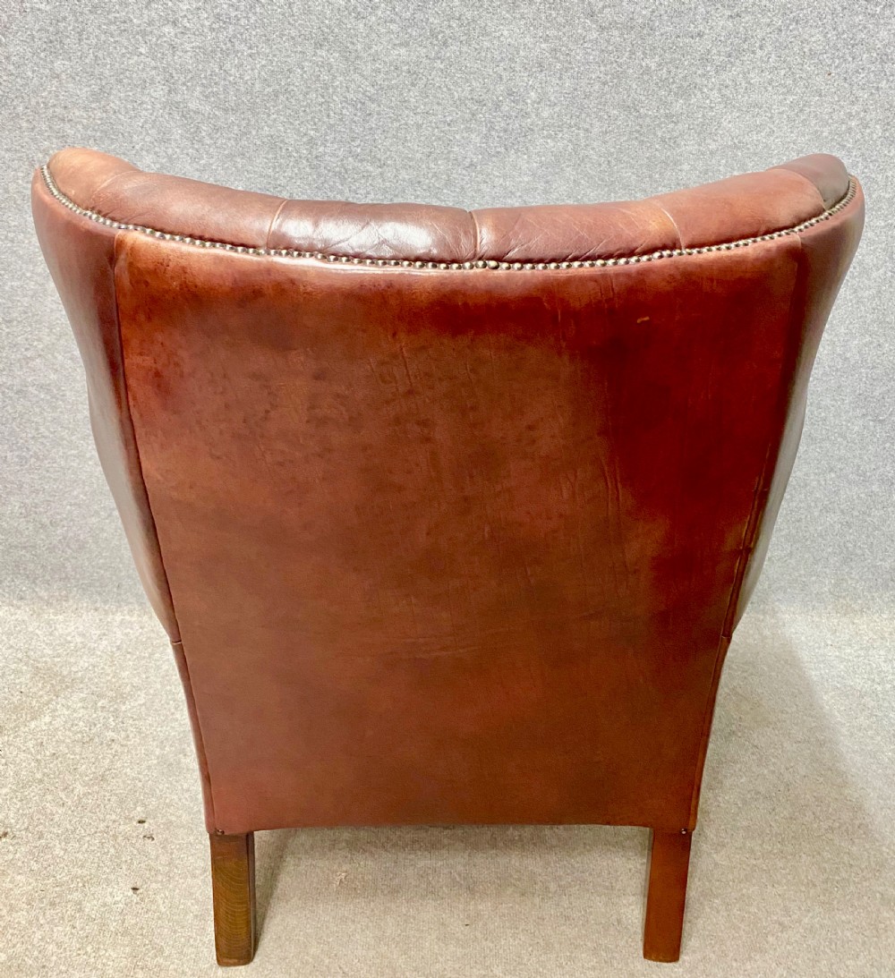 Old Leather Barrel Back Armchair View VI