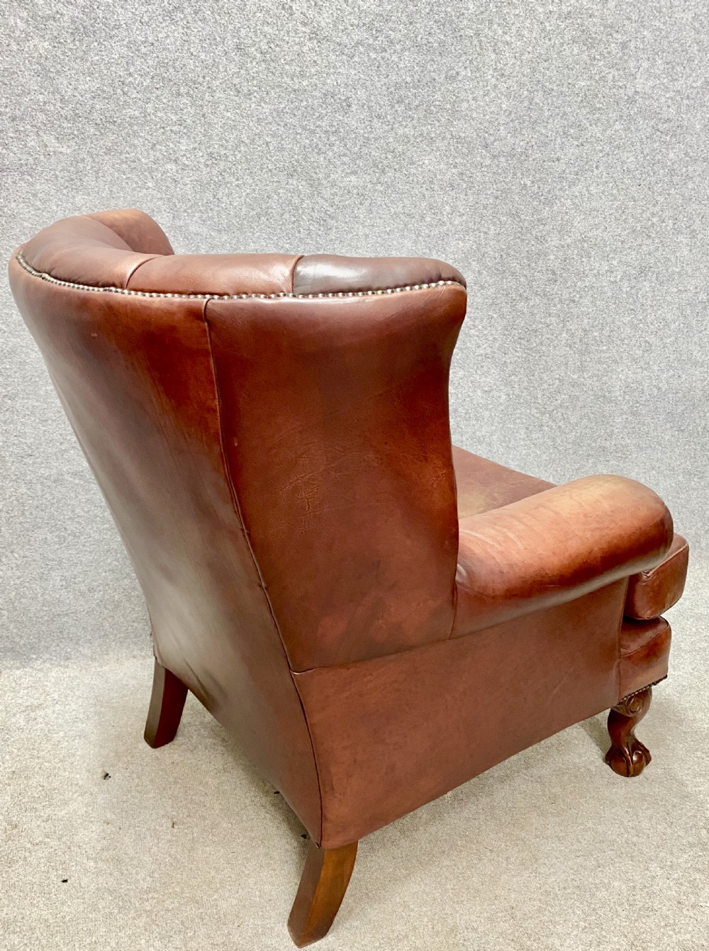 Old Leather Barrel Back Armchair View VII