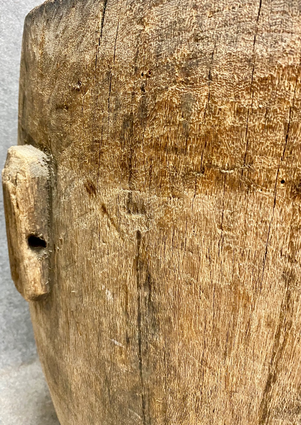 Large 18th.Century Hewn Palm Drum View II