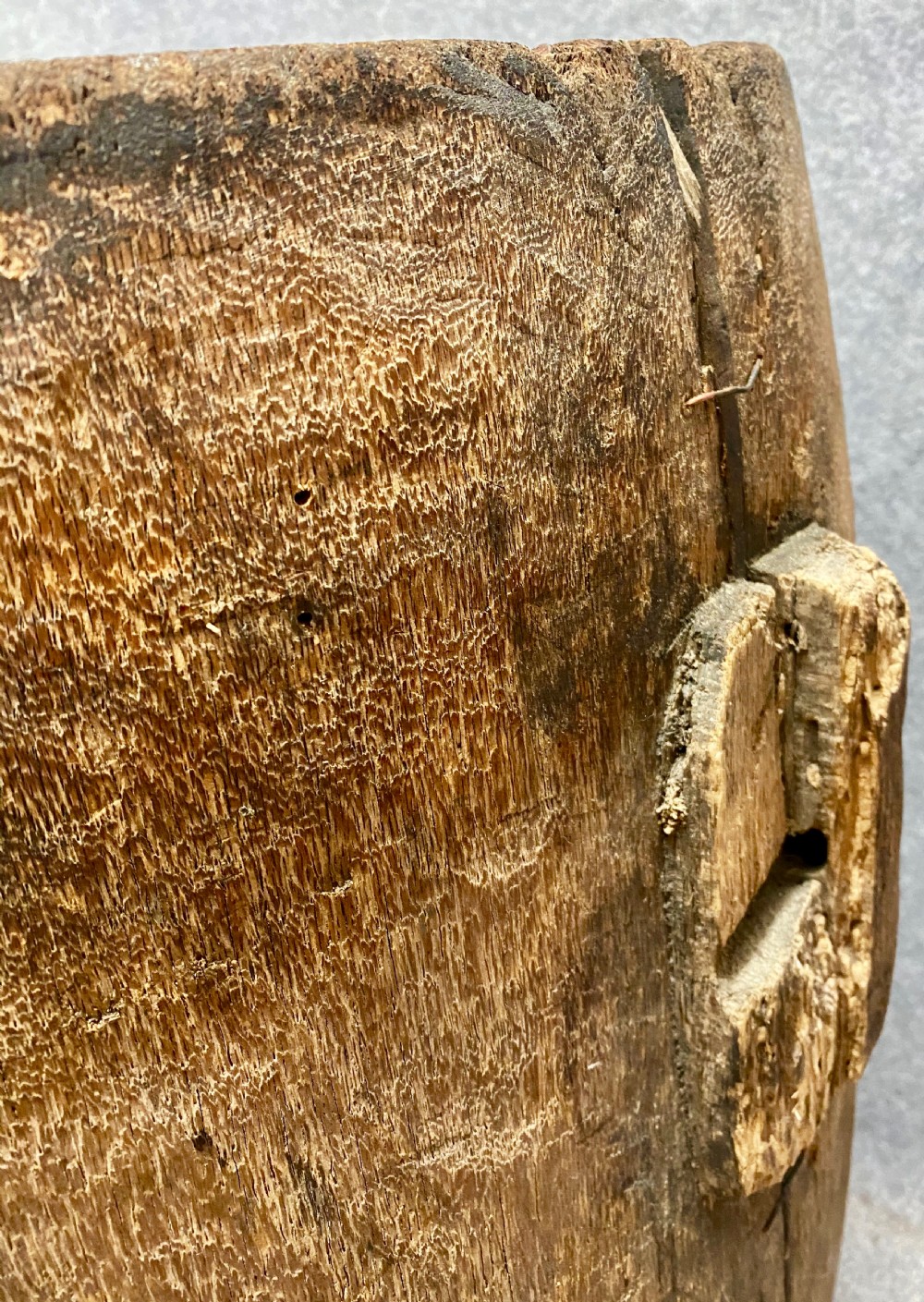 Large 18th.Century Hewn Palm Drum View III