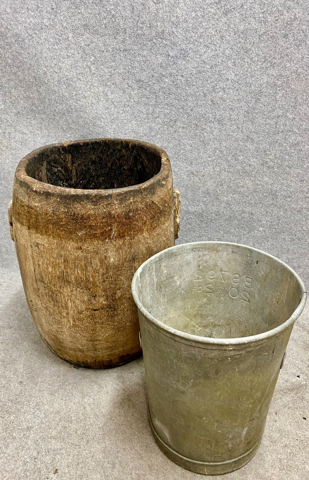 Large 18th.Century Hewn Palm Drum View VI