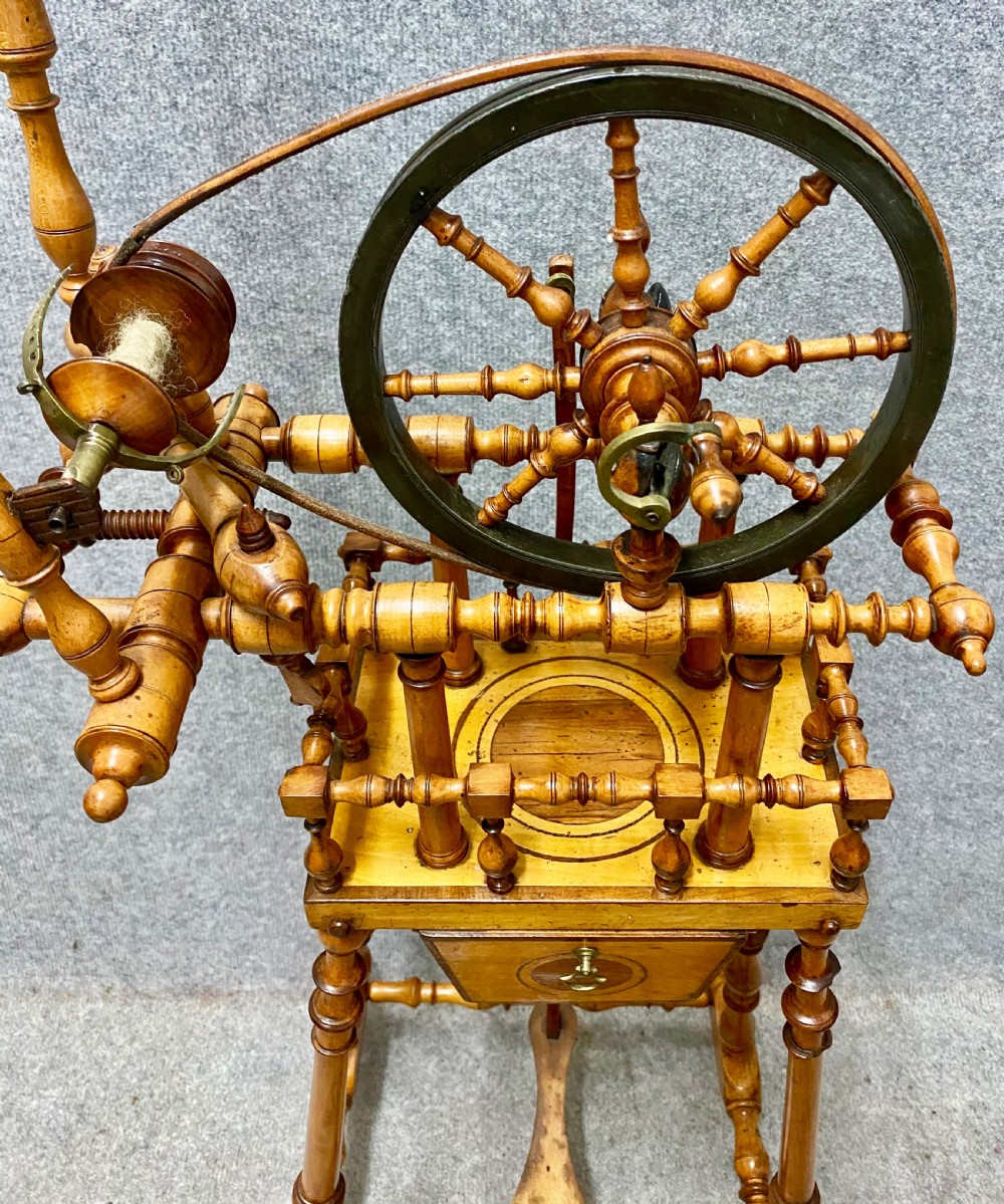 Rare 18th Century Boxwood Spinning Wheel View II