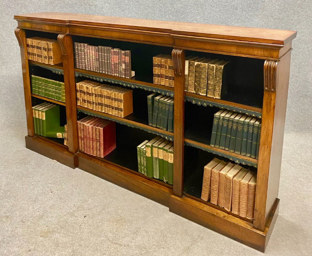 Good Victorian Walnut Breakfront Open Bookcase View IV