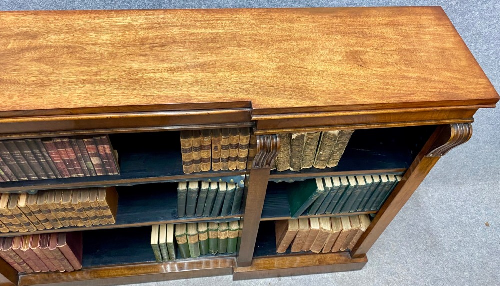 Good Victorian Walnut Breakfront Open Bookcase View XII
