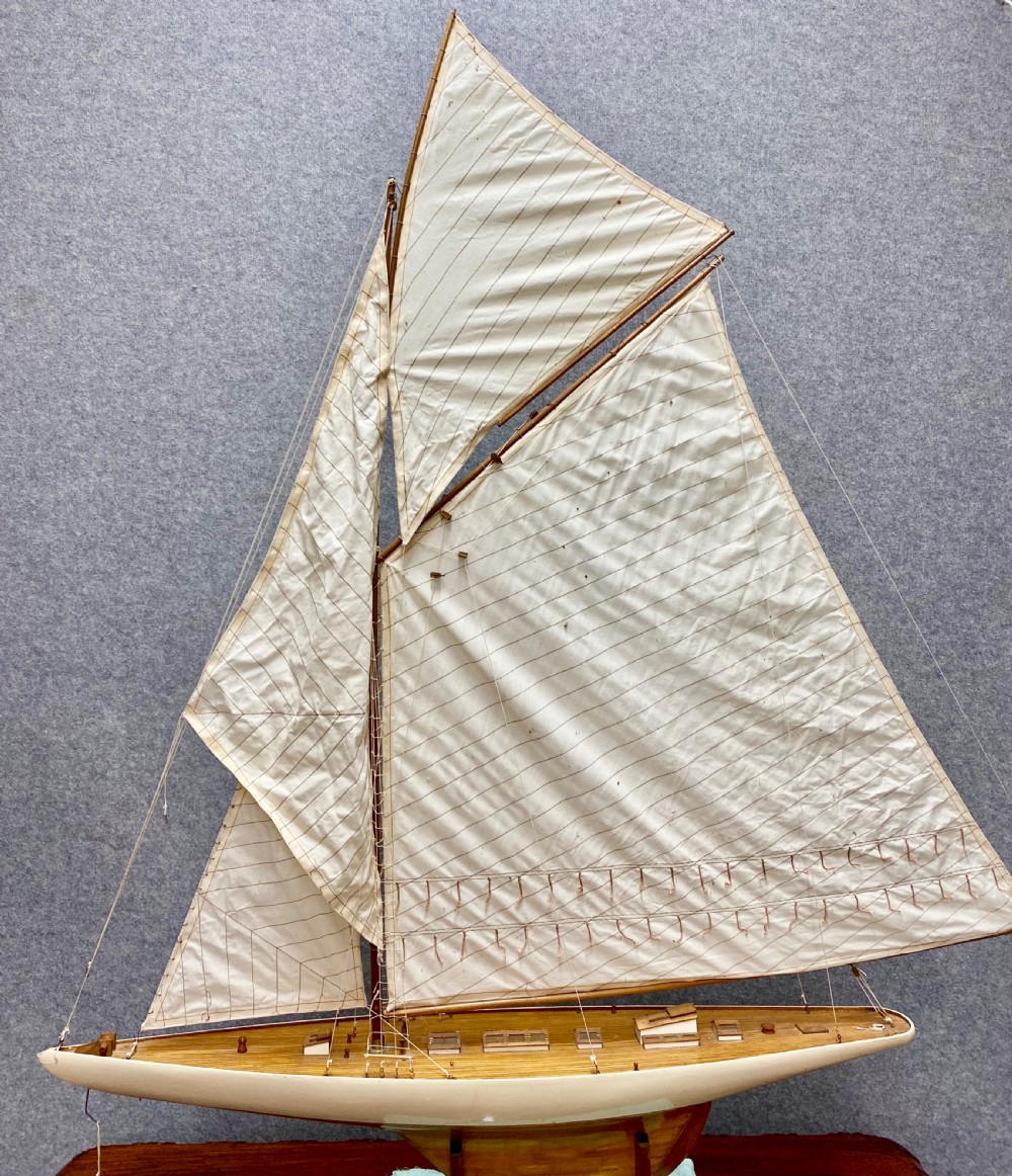 Large Wood & Canvas Pond Yacht