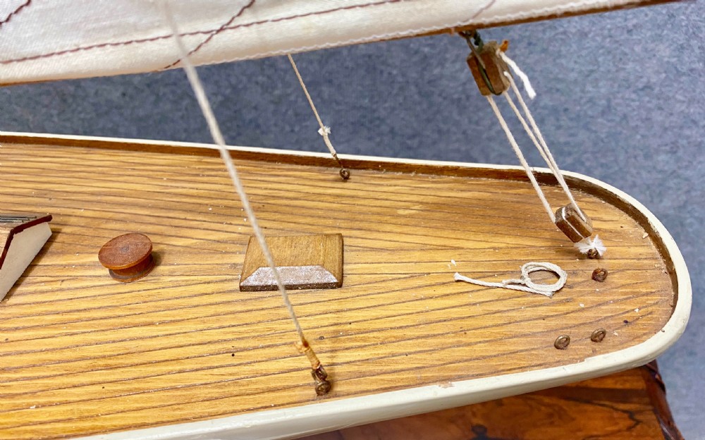 Large Wood & Canvas Pond Yacht View II