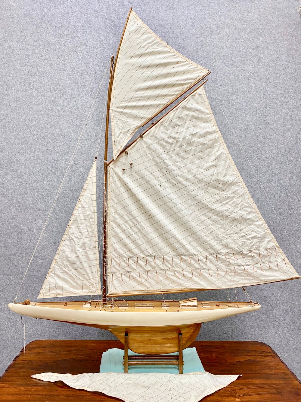Large Wood & Canvas Pond Yacht View III