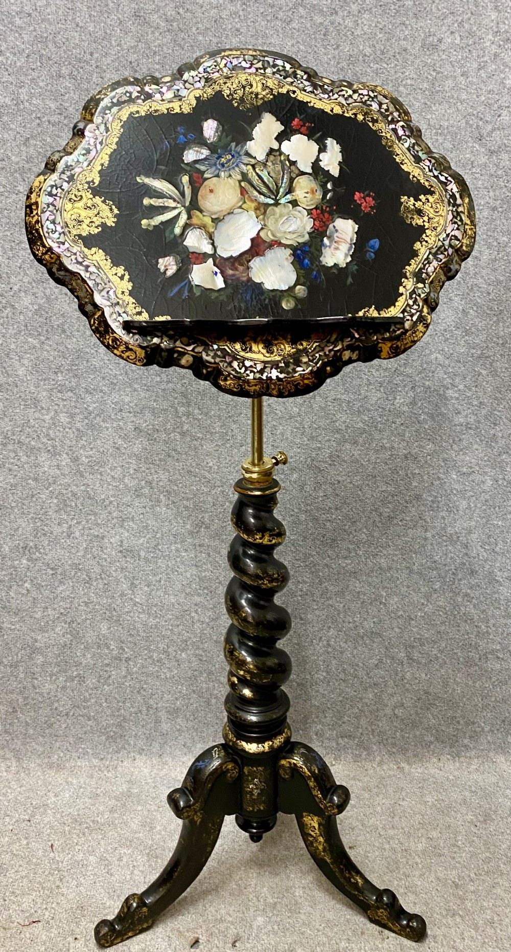 Antique Papier Mache & Lacquer Music / Reading Stand