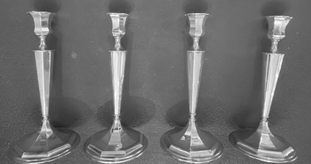 Set of 4 Silver Candlesticks by J. Torstrup. View VIII