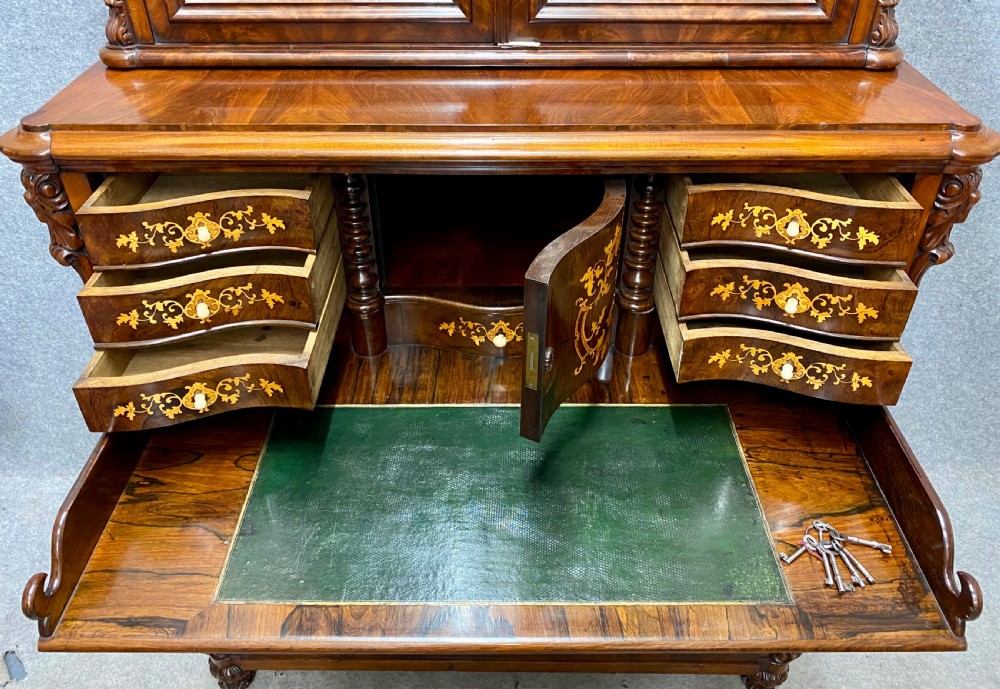 Superb Antique Biedermeier Mahogany Secretaire Bookcase View V