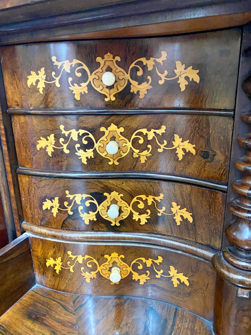 Superb Antique Biedermeier Mahogany Secretaire Bookcase View VI