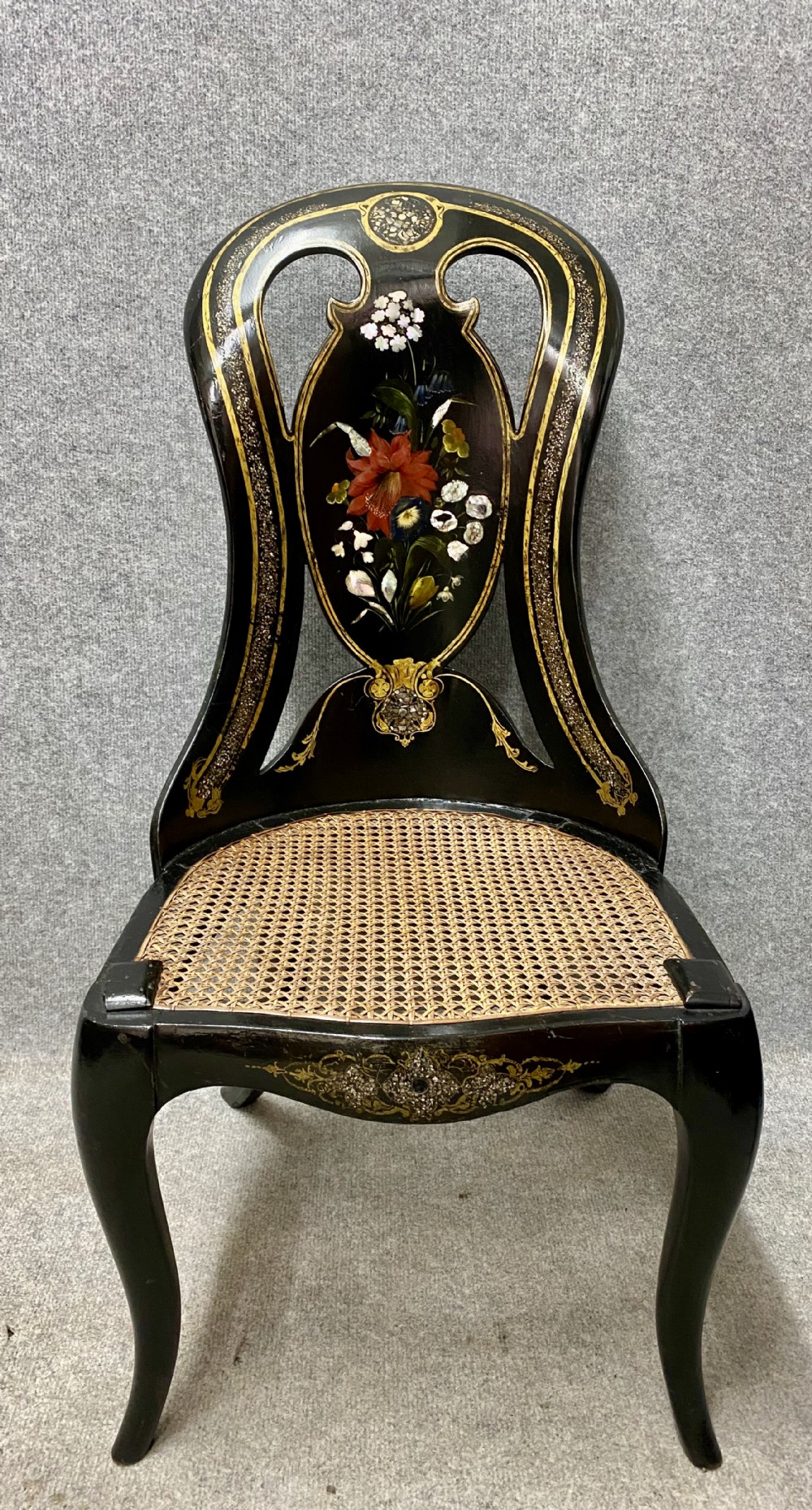 Unusual Bettridge & Co. Papier Mache Spoon Back Chair.