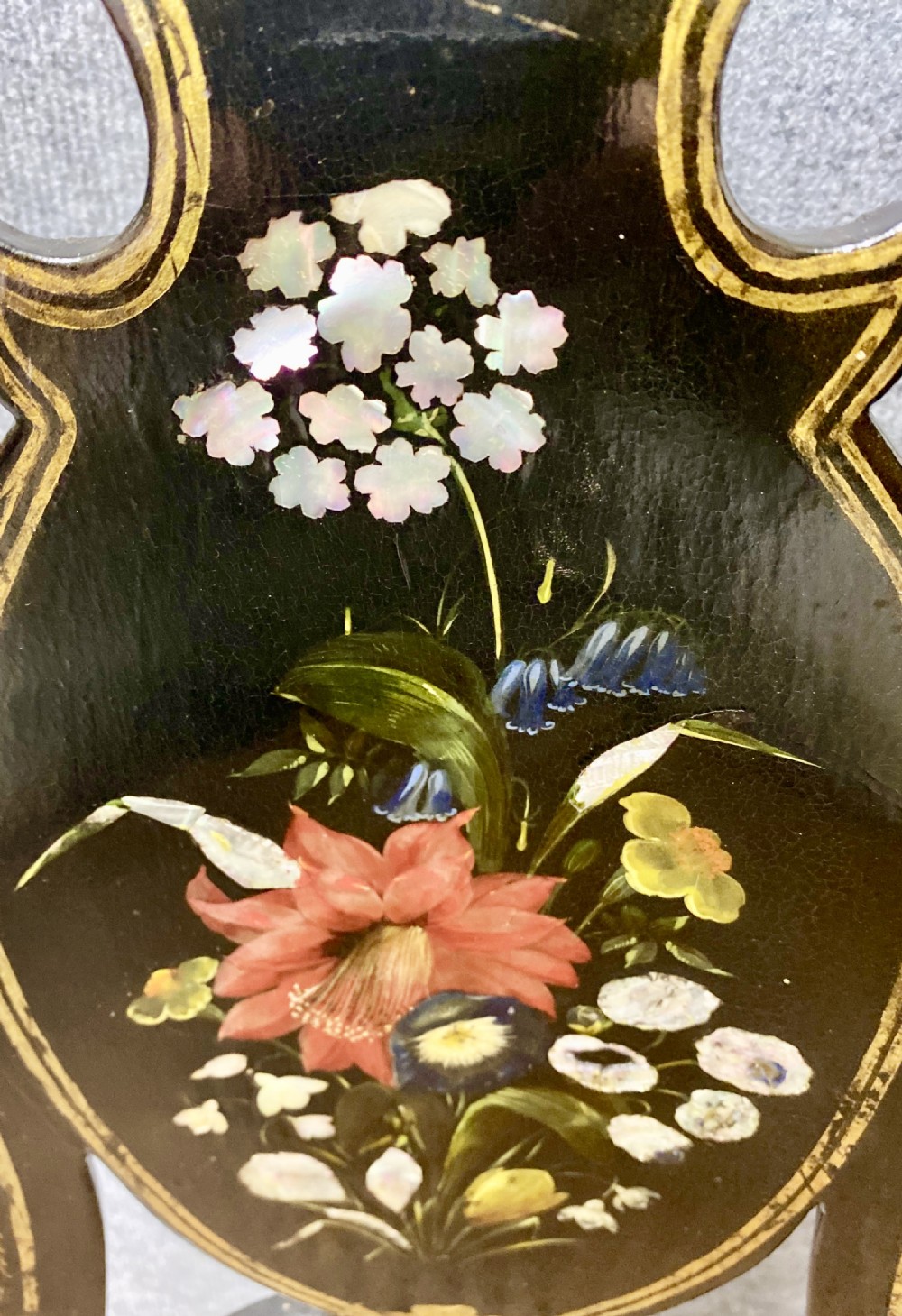 Unusual Bettridge & Co. Papier Mache Spoon Back Chair. View III