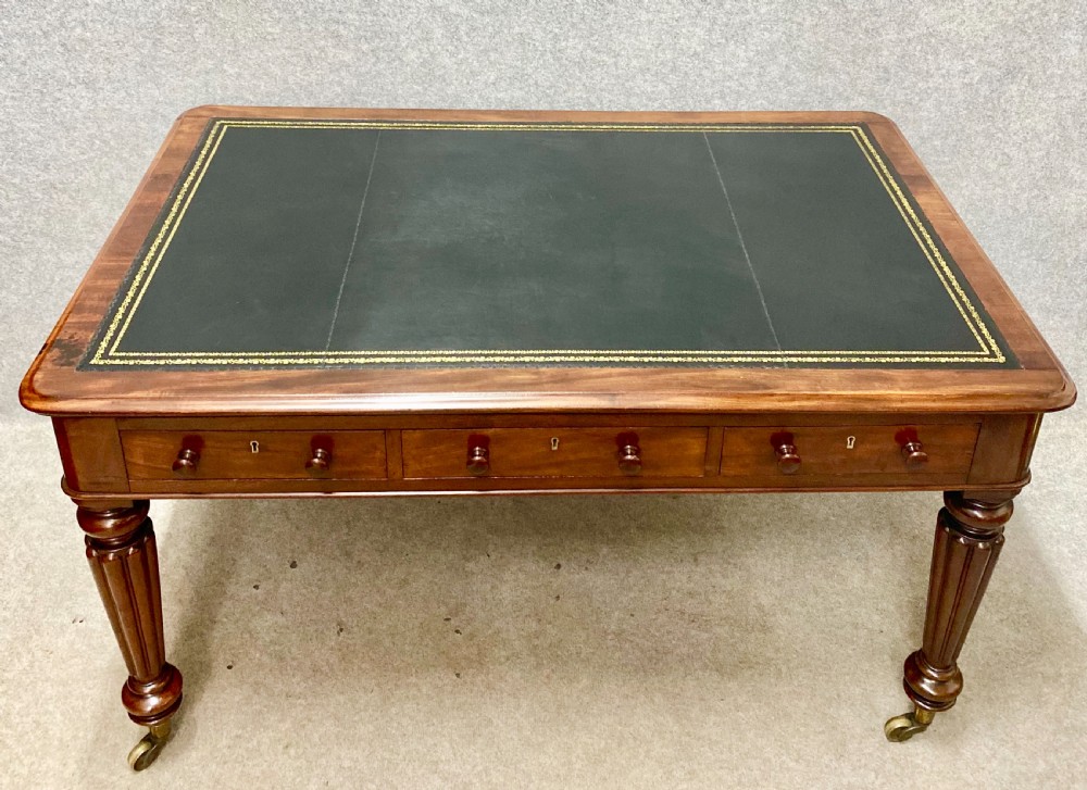Antique William IV Mahogany Partners Desk View II