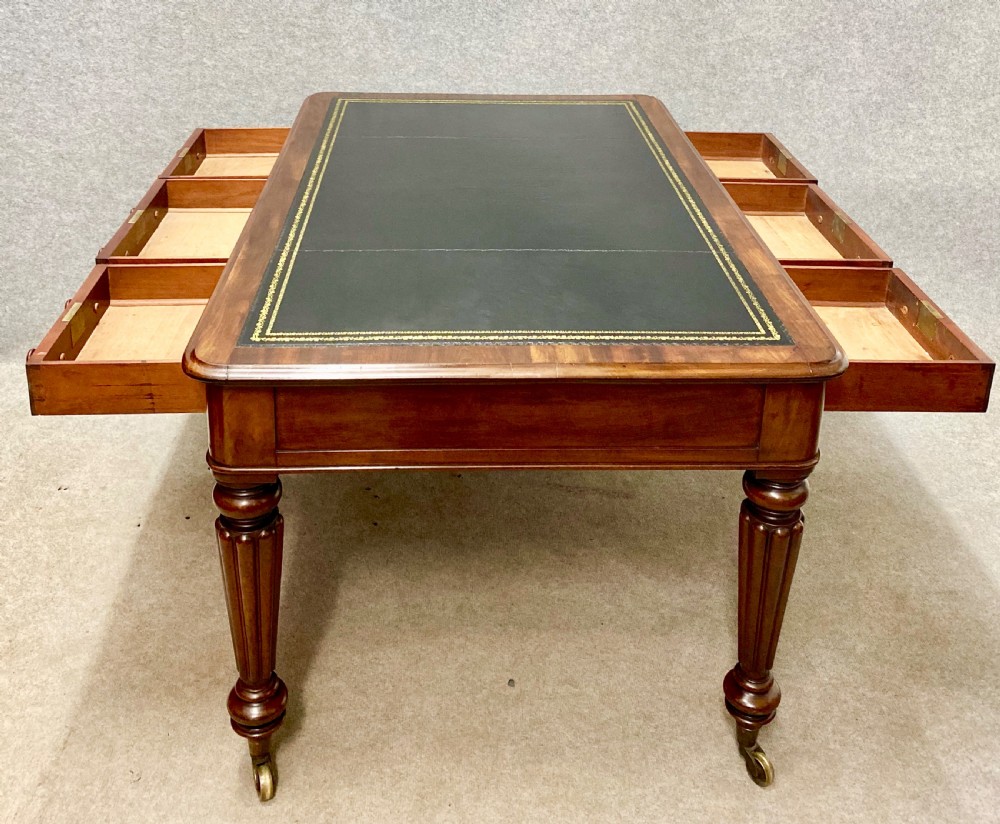 Antique William IV Mahogany Partners Desk View V