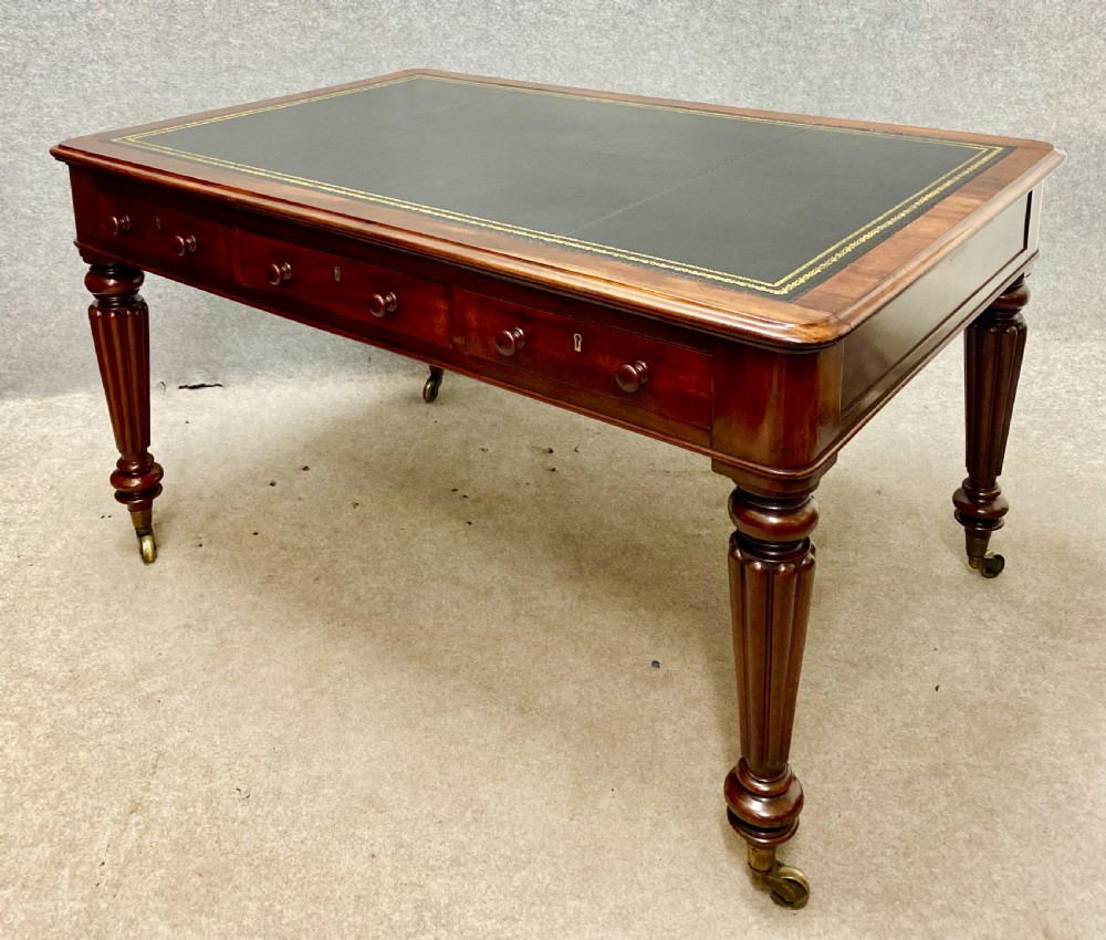 Antique William IV Mahogany Partners Desk View VI