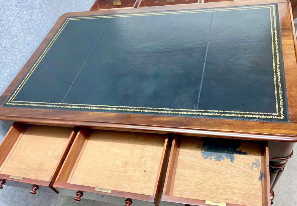 Antique William IV Mahogany Partners Desk View VII