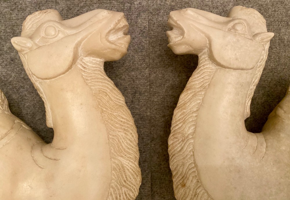 Unusual Pair Of Marble Bactrian Camels View VI