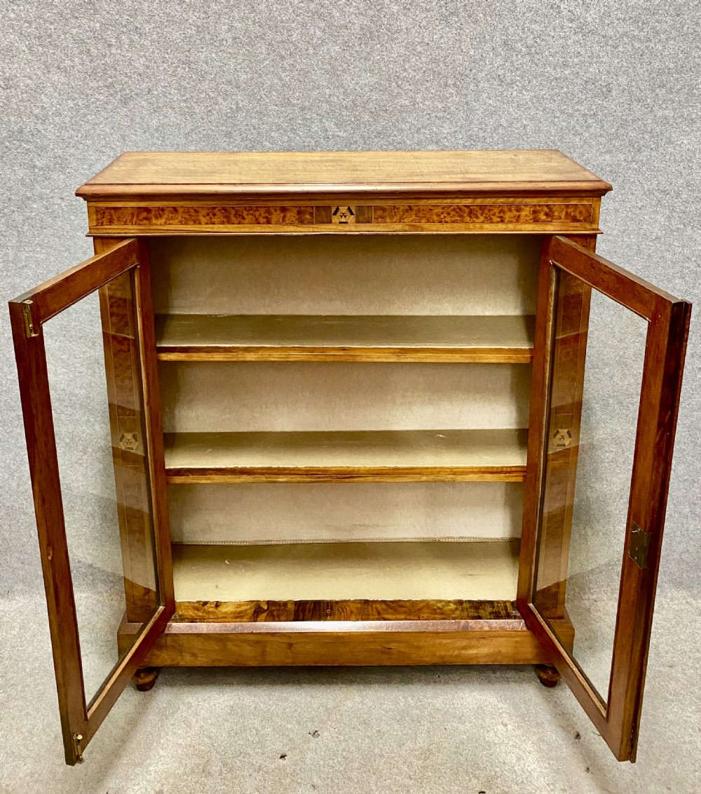 Antique Walnut and Inlaid 2 door Bookcase View II