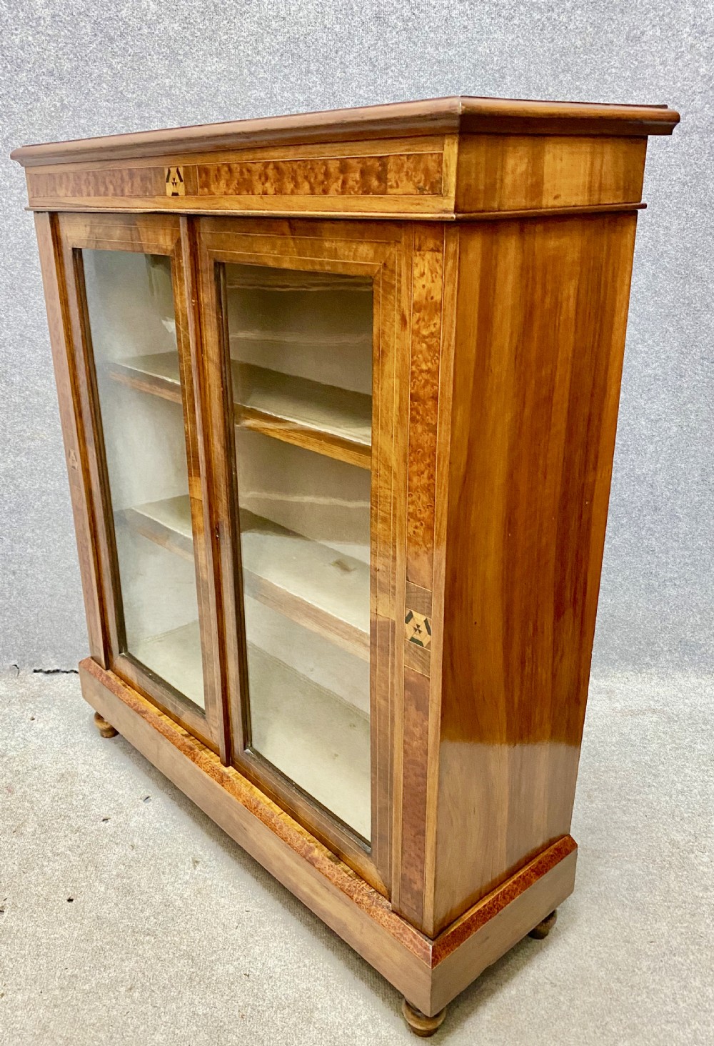 Antique Walnut and Inlaid 2 door Bookcase View VI
