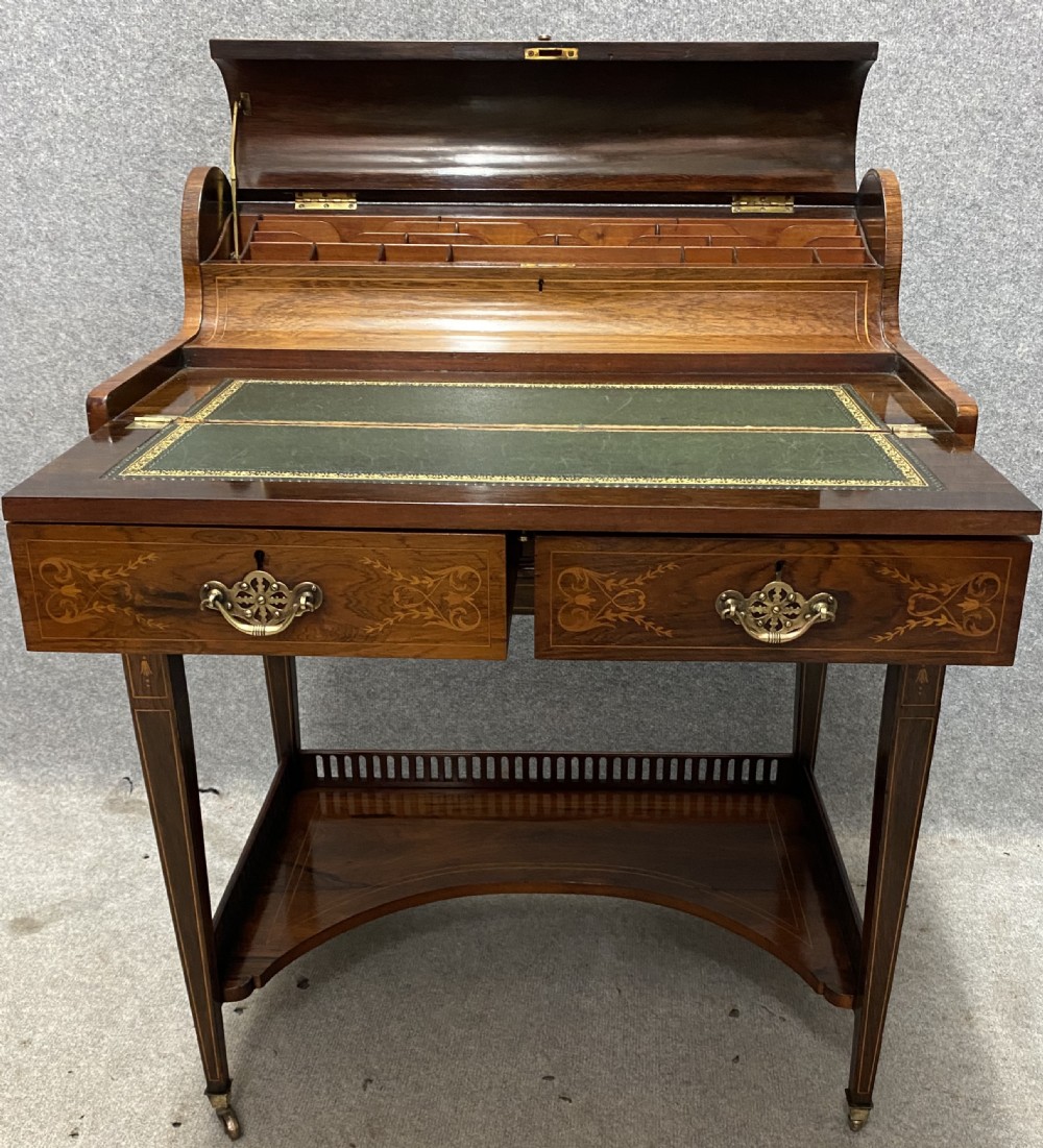 Fine Sheraton Revival Ladies Writing Desk View IX