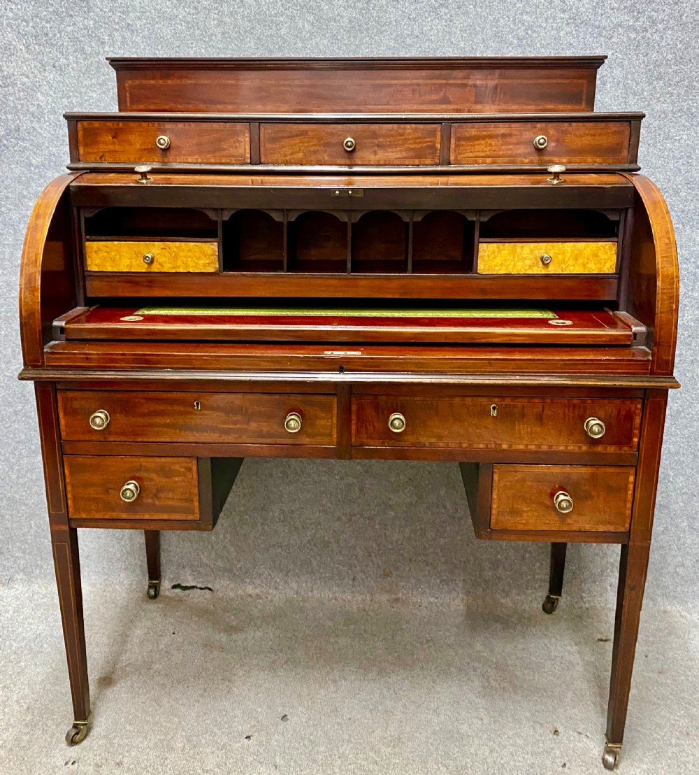 Edwardian Inlaid Cylinder Desk View II