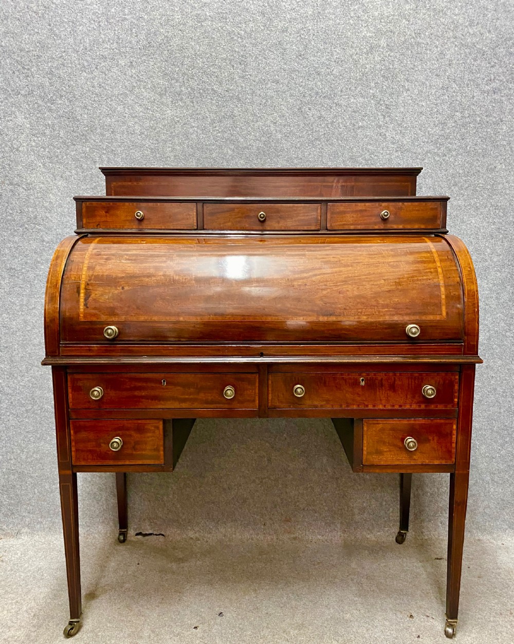 Edwardian Inlaid Cylinder Desk View IV