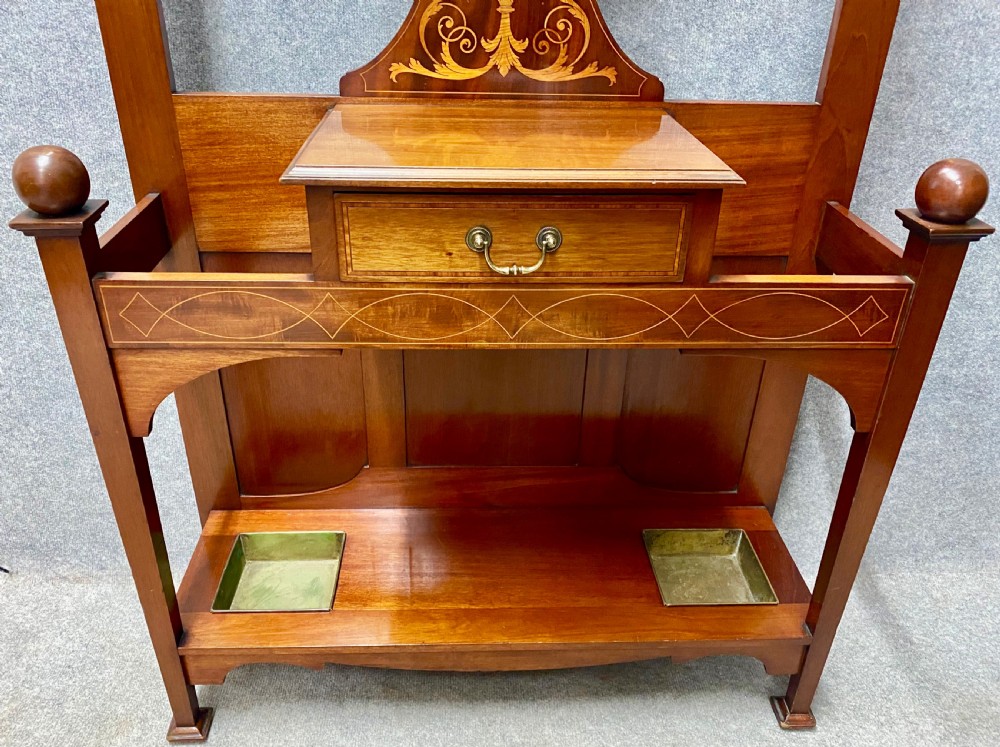 Good Quality Edwardian Inlaid Hall Stand View VI