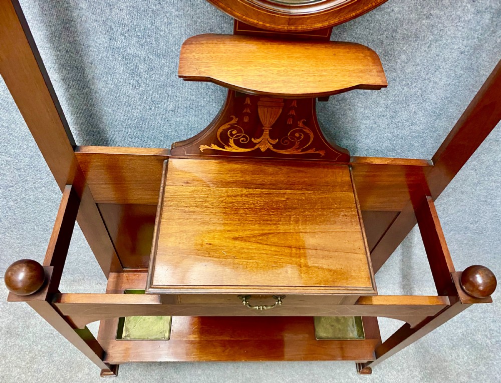Good Quality Edwardian Inlaid Hall Stand View VII