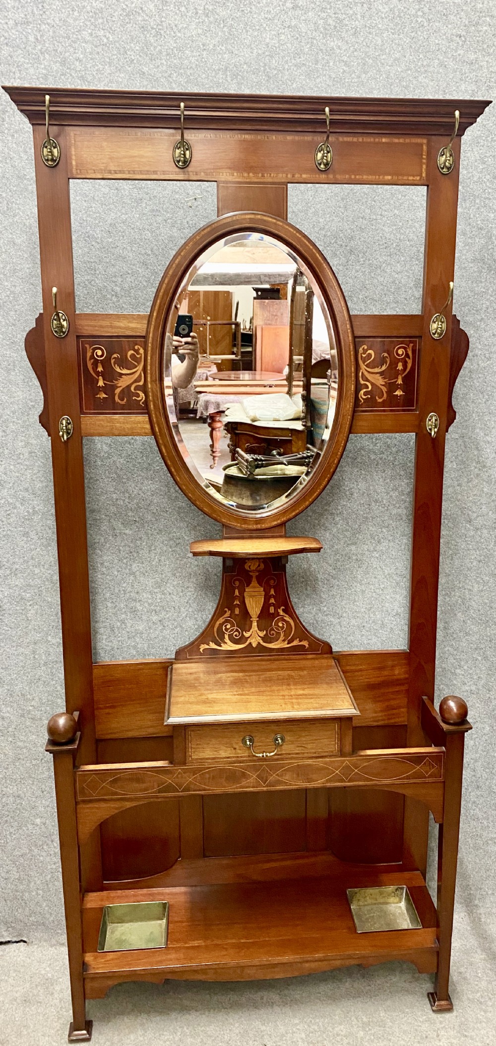 Good Quality Edwardian Inlaid Hall Stand