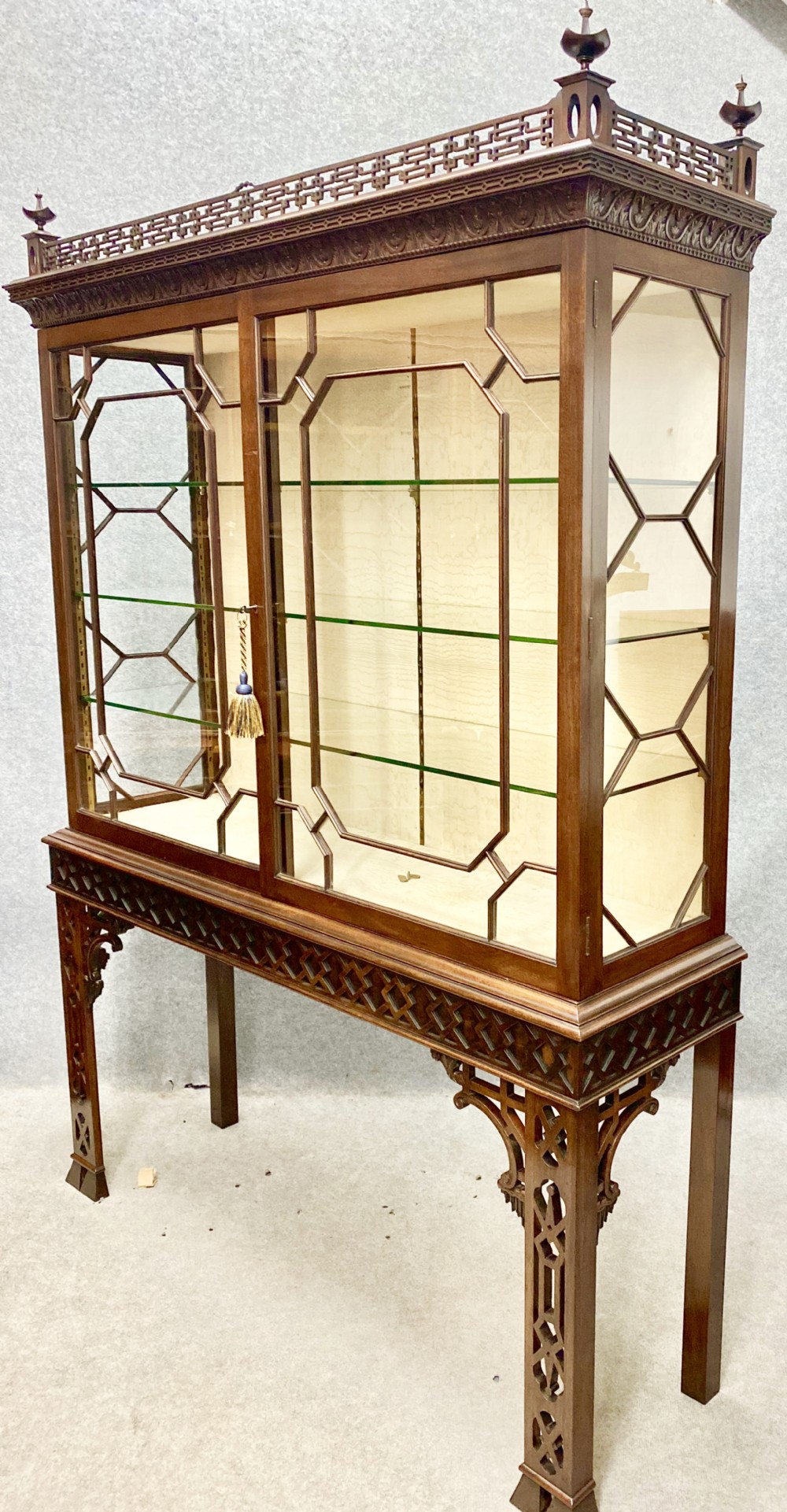 Fine Chinese Chippendale Style Mahogany Display Cabinet