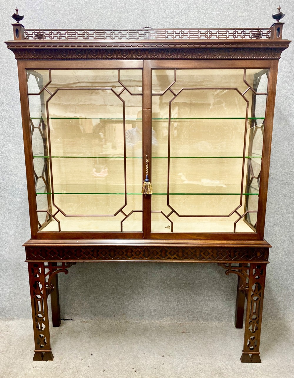 Fine Chinese Chippendale Style Mahogany Display Cabinet View III