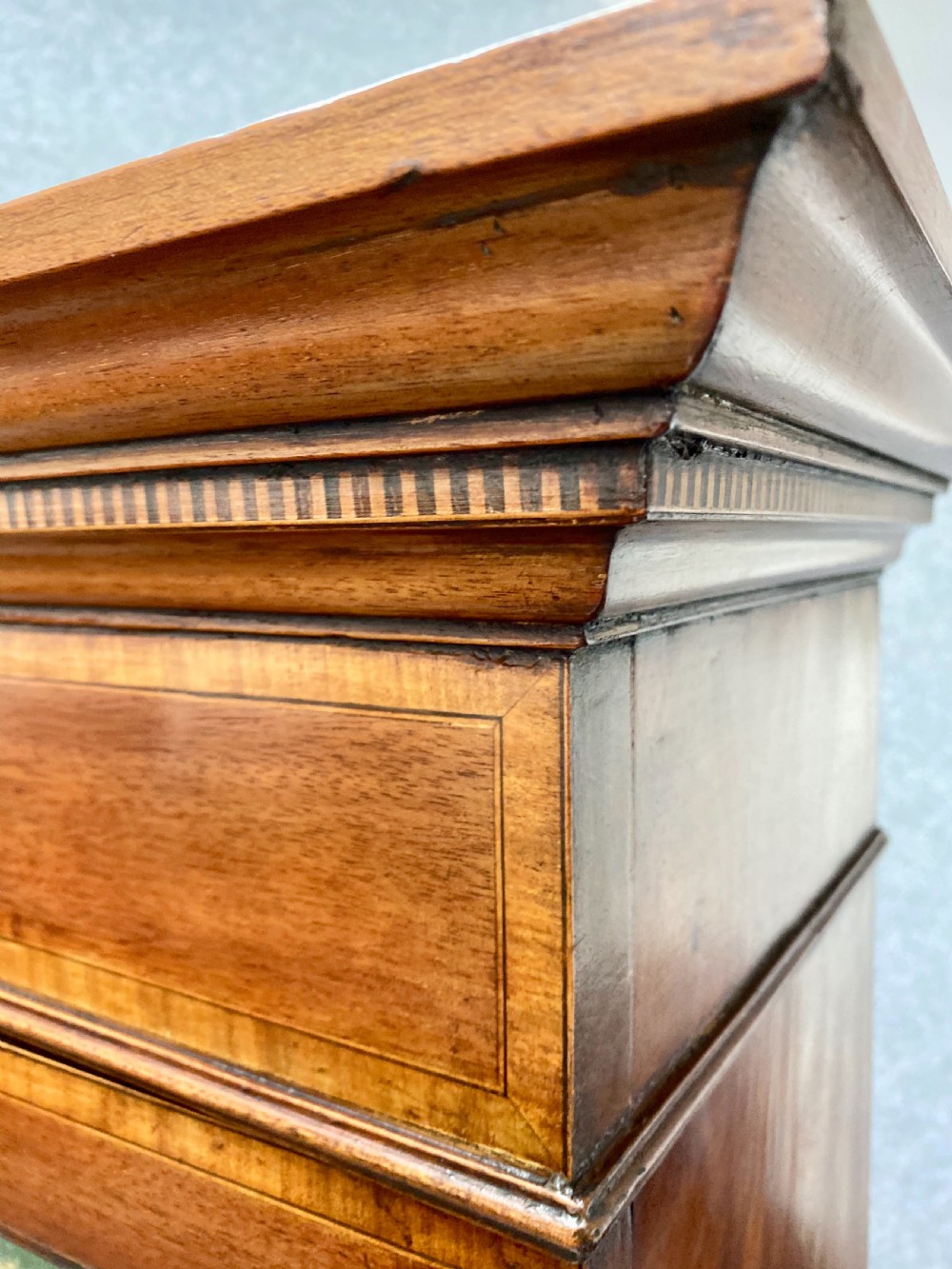 Edwardian Mahogany and Inlaid Breakfront Bookcase View III