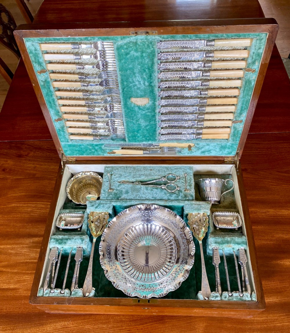 Good Edwardian Silver Plated Canteen View XIII
