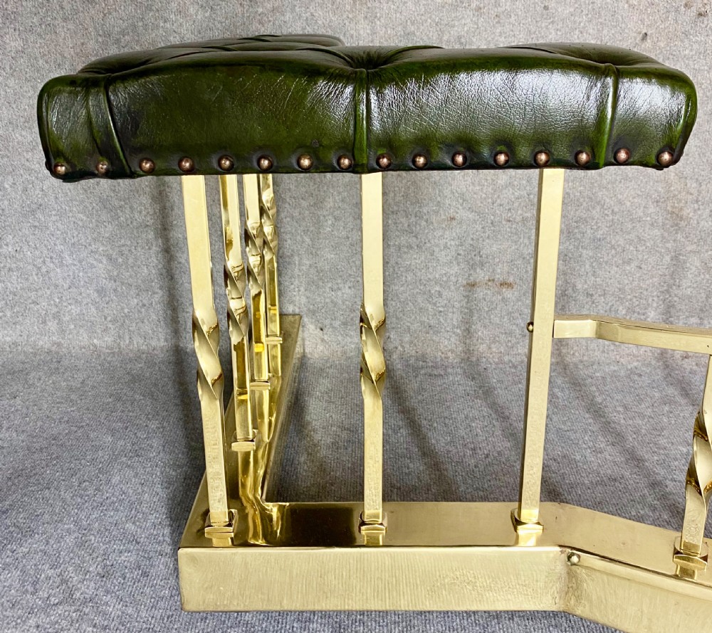 Superb Brass and Leather Seated Club Fender View V