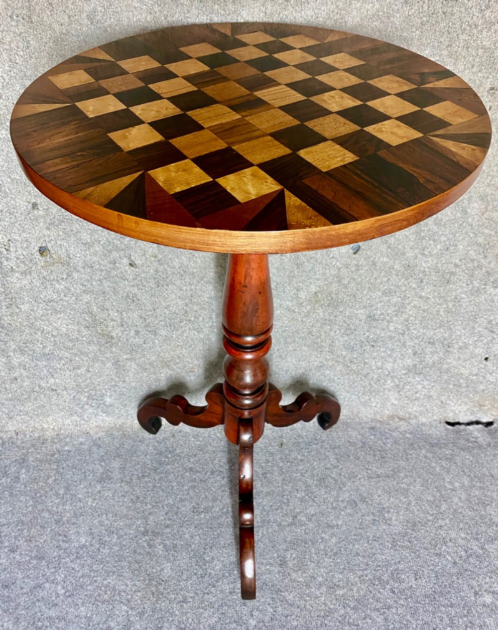 Specimen Wood Inlaid Chess Occasional Table View IV