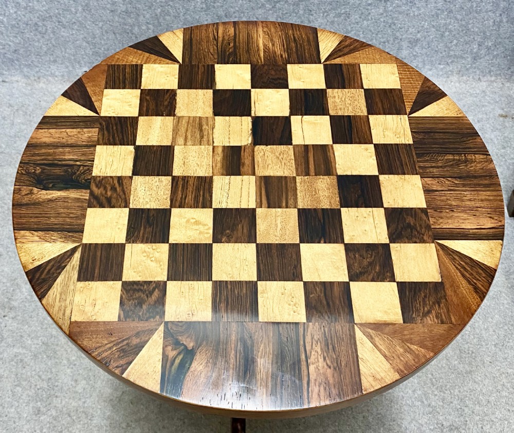 Specimen Wood Inlaid Chess Occasional Table View VII