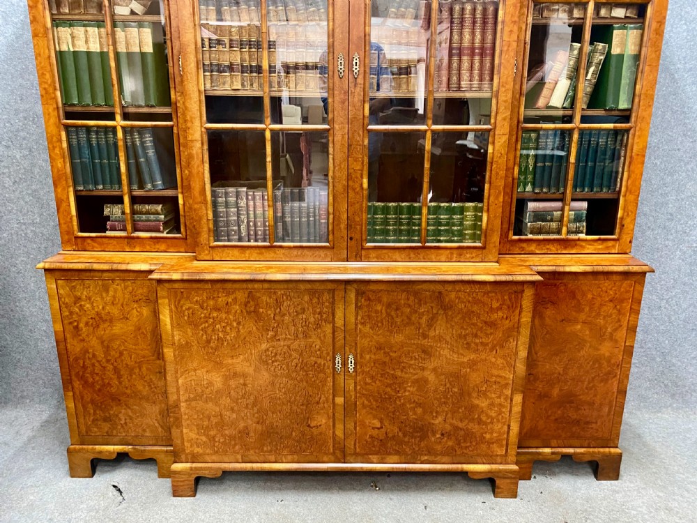 Burr Walnut Breakfront Bookcase View VI